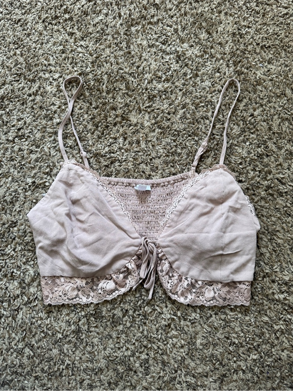 Garage Lace-Trim Tank Bralette in Blush Pink
